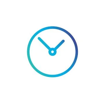 Clock circle , linear icon. Vector illustration isolated on white background. Illustrazione stock