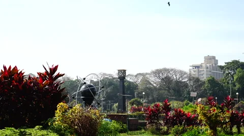 Clock city square with garden. Stock-Footage 65396293