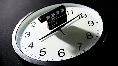 Clock clapper board dark background nobody hd footage Stock Footage 107270304
