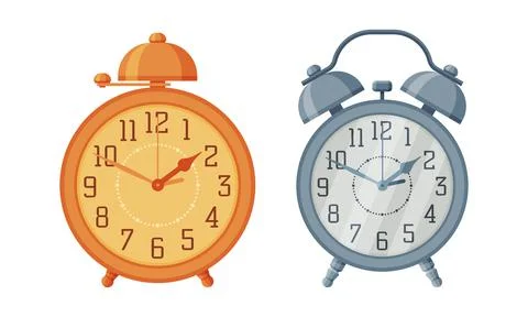 Clock with Clock Face and Clockwork Mechanism Displaying Time Vector Set Illustrazione stock