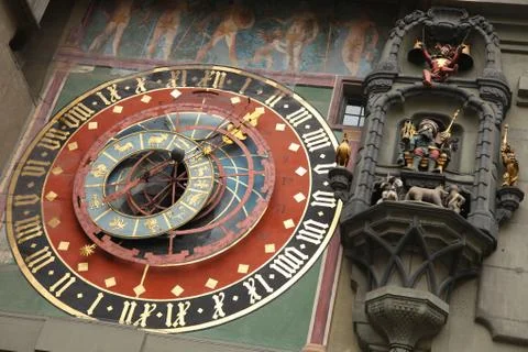 Clock on the clock tower of Bern Stock Photos
