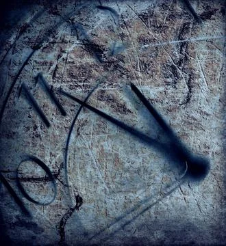 Clock, closeup or rustic analog for time, schedule or alarm background and Stock Photos