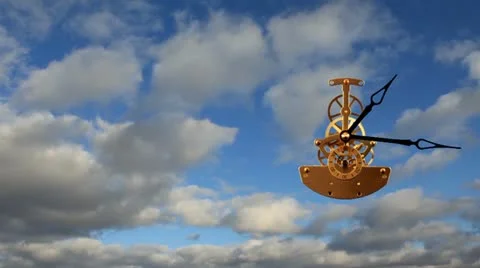 Clock With Clouds, timelapse Stock Footage 10869761