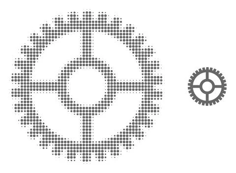 Clock Cog Halftone Dot Icon Stock Illustration