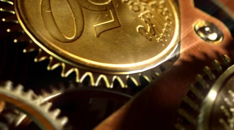 Clock with coins in place of gears. Time is money. Stock Footage 44559446
