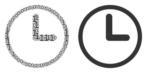 Clock Collage of Binary Digits 스톡 일러스트