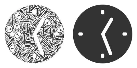 Clock Collage of Service Tools Stock Illustration