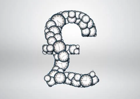 Clock composed of pound symbols Stock Illustration