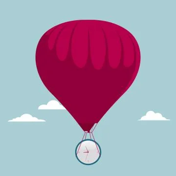 Clock concept, airdrop time. Isolated on blue background. Stock Illustration