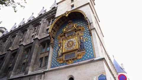 Clock of the Conciergerie in the Clock Tower - First public clock of Paris Stock Footage 259954268