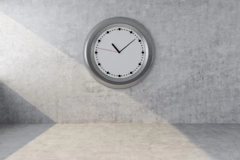 Clock on concrete gray wall Stock Illustration