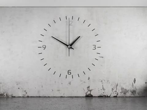 Clock on a concrete wall Stock-Illustration