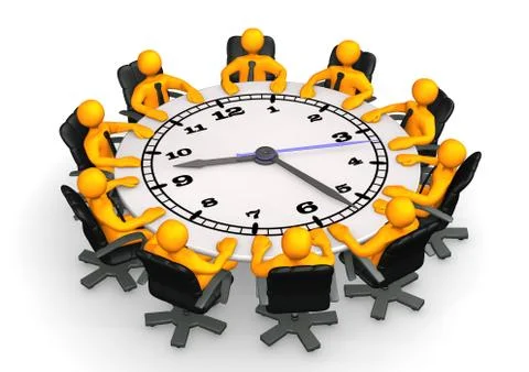 Clock conference table Stock Illustration