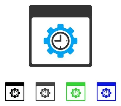 Clock Configuration Gear Calendar Page Flat Icon Stock-Illustration