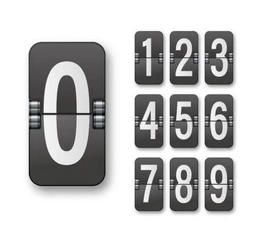 Clock countdown display. Set numbers flip watch. Black and white date counter Stock Illustration
