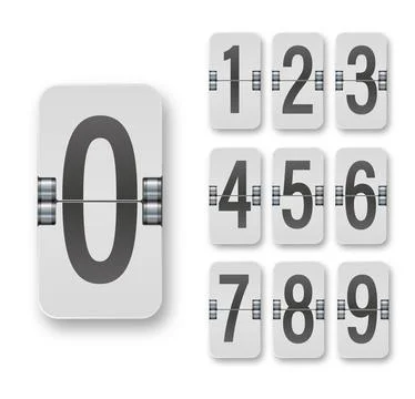 Clock countdown display. Set numbers flip watch. Black and white date counter Stock Illustration
