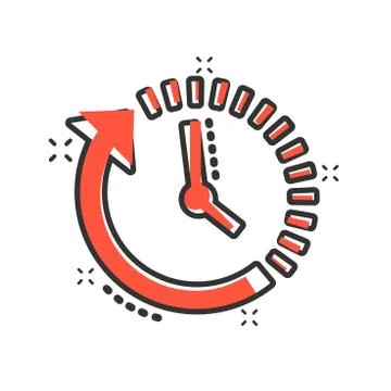 Clock countdown icon in comic style. Time chronometer vector cartoon illustra Ilustración de archivo