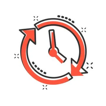 Clock countdown icon in comic style. Time chronometer vector cartoon illustra Stock Illustration