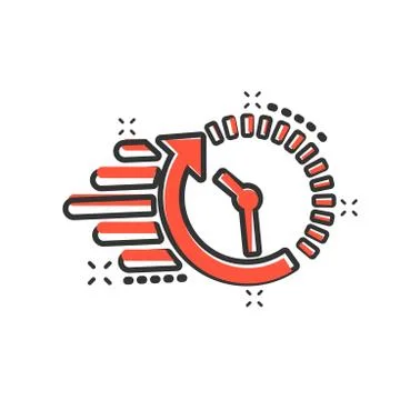 Clock countdown icon in comic style. Time chronometer vector cartoon illustra Stock Illustration