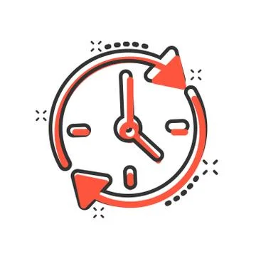Clock countdown icon in comic style. Time chronometer vector cartoon illustra Stock Illustration