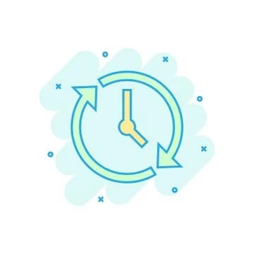 Clock countdown icon in comic style. Time chronometer vector cartoon illustra Ilustración de archivo