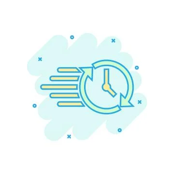 Clock countdown icon in comic style. Time chronometer vector cartoon illustra Stock Illustration
