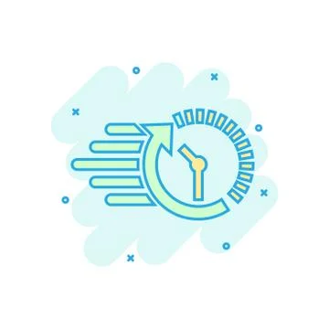 Clock countdown icon in comic style. Time chronometer vector cartoon illustra Stock Illustration