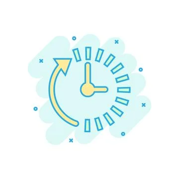 Clock countdown icon in comic style. Time chronometer vector cartoon illustra Stock Illustration