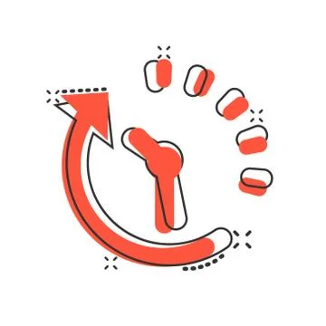 Clock countdown icon in comic style. Time chronometer vector cartoon illustra Ilustración de archivo