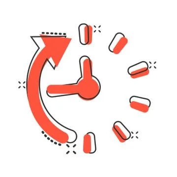 Clock countdown icon in comic style. Time chronometer vector cartoon illustra Illustrazione stock