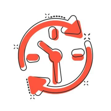 Clock countdown icon in comic style. Time chronometer vector cartoon illustra Illustrazione stock