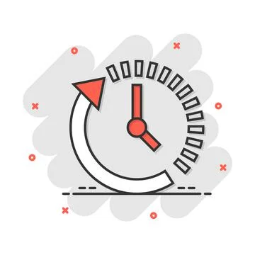 Clock countdown icon in comic style. Time chronometer vector cartoon illustra Stock Illustration