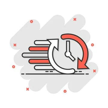 Clock countdown icon in comic style. Time chronometer vector cartoon illustra Stock Illustration