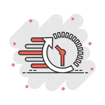 Clock countdown icon in comic style. Time chronometer vector cartoon illustra Ilustración de archivo