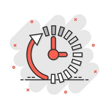 Clock countdown icon in comic style. Time chronometer vector cartoon illustra Stock Illustration