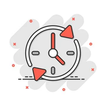Clock countdown icon in comic style. Time chronometer vector cartoon illustra Ilustración de archivo
