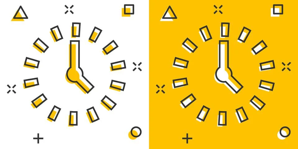 Clock countdown icon in comic style. Time chronometer vector cartoon illustra Stock Illustration