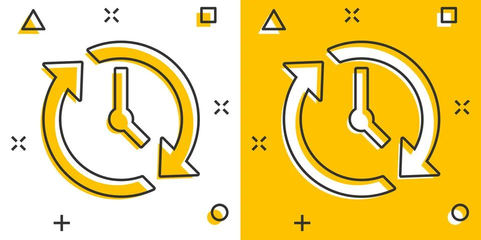 Clock countdown icon in comic style. Time chronometer vector cartoon illustra Stock Illustration