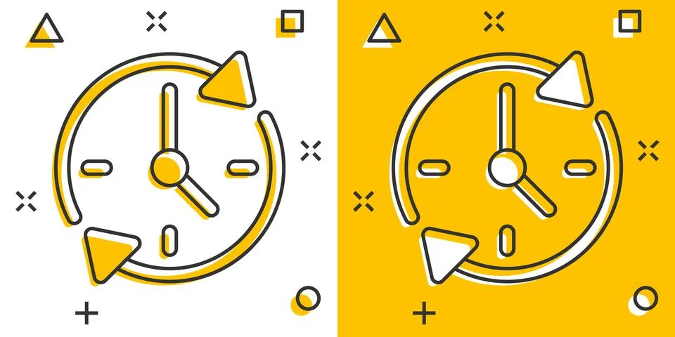 Clock countdown icon in comic style. Time chronometer vector cartoon illustra Stockillustratie