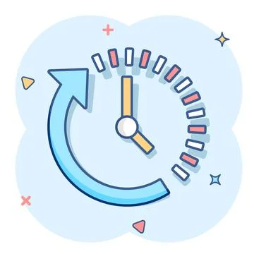 Clock countdown icon in comic style. Time chronometer vector cartoon illustra Stock Illustration
