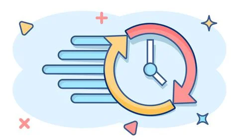 Clock countdown icon in comic style. Time chronometer vector cartoon illustra Stockillustratie