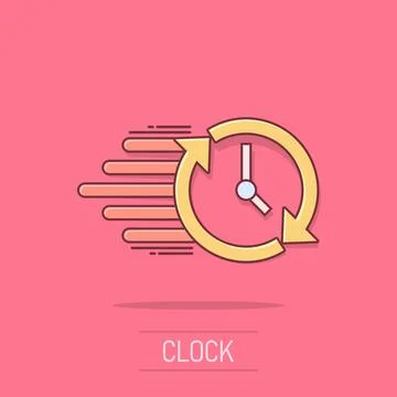 Clock countdown icon in comic style. Time chronometer vector cartoon illust.. Illustrazione stock