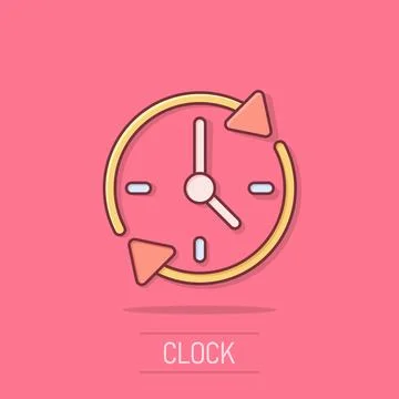 Clock countdown icon in comic style. Time chronometer vector cartoon illust.. Illustrazione stock