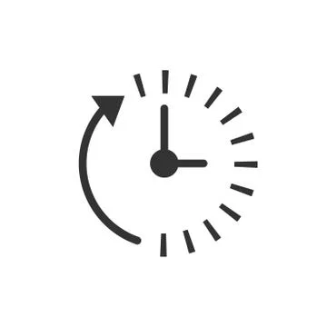 Clock countdown icon in flat style. Time chronometer vector illustration on w Illustrazione stock