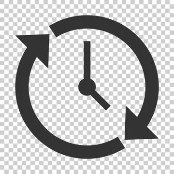 Clock countdown icon in flat style. Time chronometer vector illustration on i Illustrazione stock