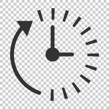 Clock countdown icon in flat style. Time chronometer vector illustration on i Illustrazione stock