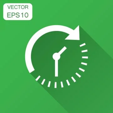 Clock countdown icon in flat style. Time chronometer vector illustration with Stock Illustration