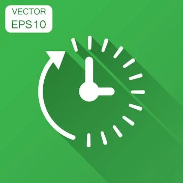 Clock countdown icon in flat style. Time chronometer vector illustration with Stock Illustration