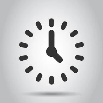 Clock countdown icon in flat style. Time chronometer vector illustration on w Illustrazione stock