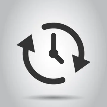 Clock countdown icon in flat style. Time chronometer vector illustration on w 스톡 일러스트